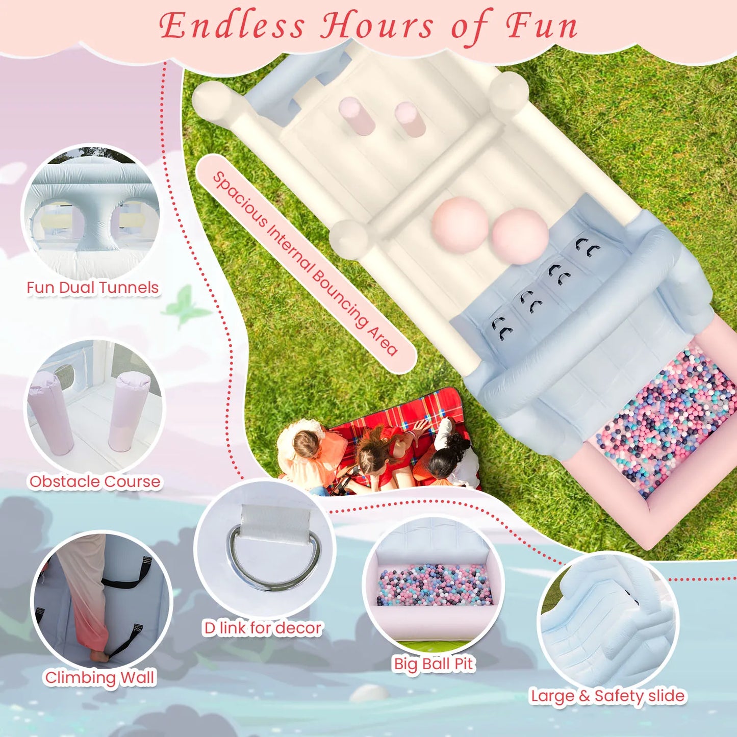 Inflatable Water Sildes, Ball Pool, Jungle Gym Water Play Equipment With Air Blower
