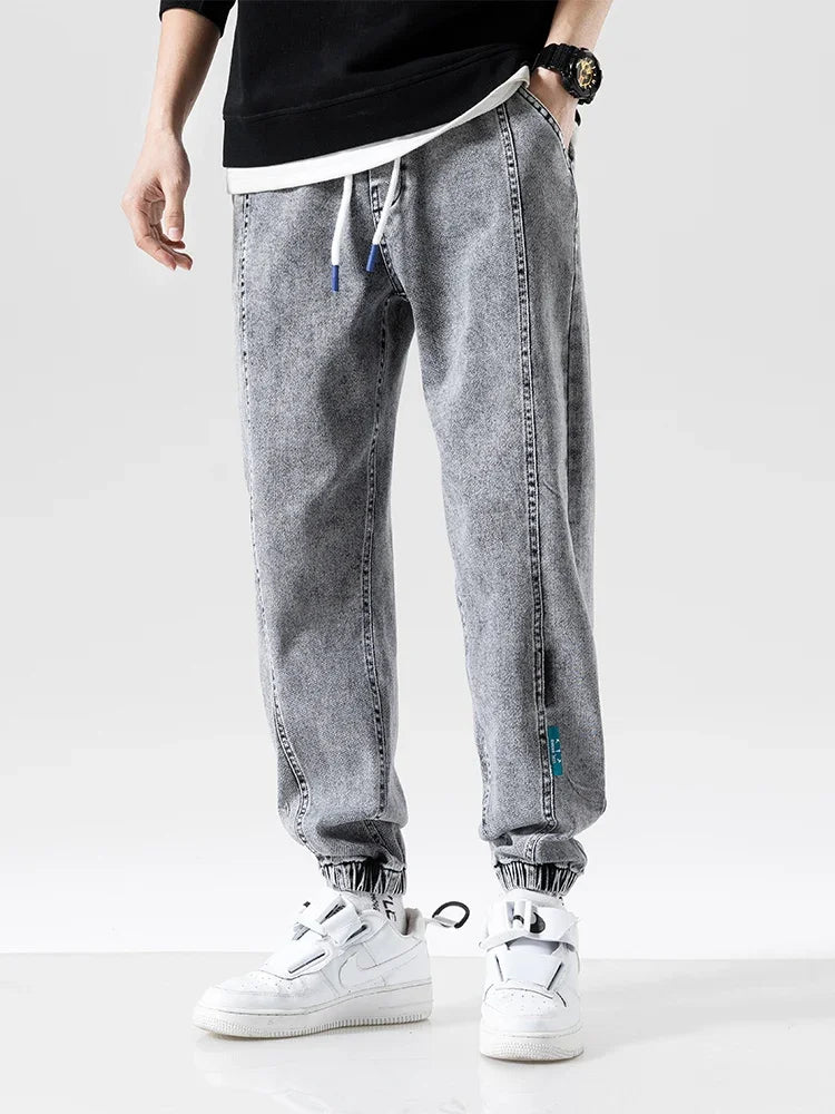 Spring Summer Black Blue Baggy Jeans Men Streetwear Denim Joggers Casual Jean Trousers