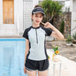 Girls Swimsuit 2 Piece Short Sleeve Swimming Suit  Boys shorts Swimwear Sports Teenagers
