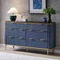 Fluted 7 Drawers Dresser for Bedroom, 54" Wide Modern Dresser TV Stand, Gold Accents, Fluted Fronts, Wood Storage Dressers