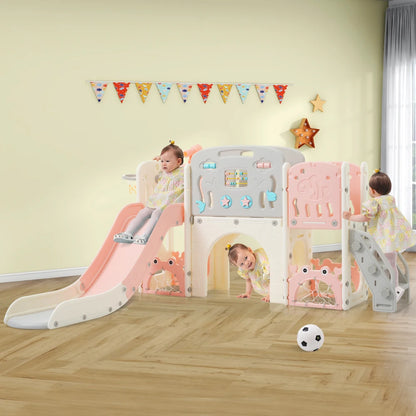 11 in 1 Toddler Slide,  for Ages 1-3 with Basketball Hoop, Playset Structure, Arch Tunnel Telescope