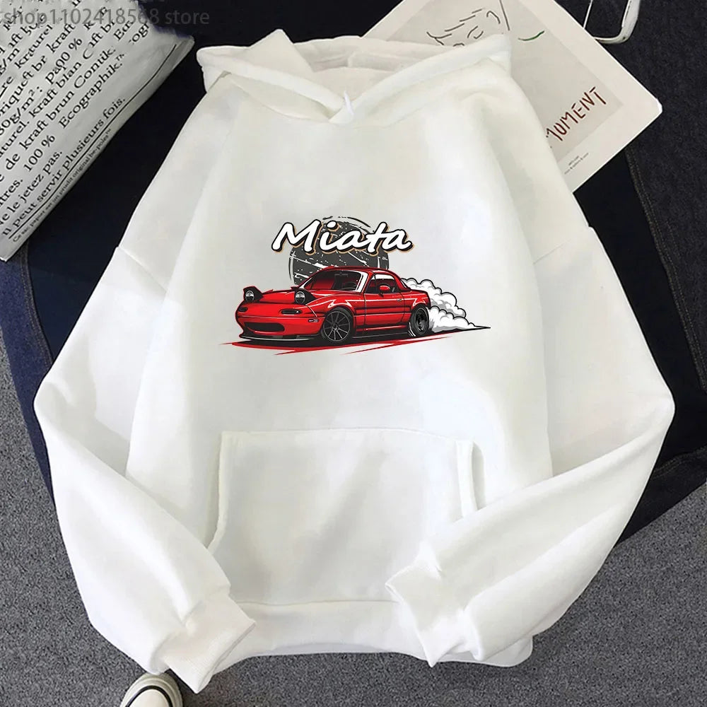 Men Hoodies Drift Jdm Sweatshirt Anime Mazda Print Car Miata Streetwear Men Unisex  Women Hoody