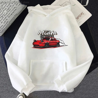 Men Hoodies Drift Jdm Sweatshirt Anime Mazda Print Car Miata Streetwear Men Unisex  Women Hoody