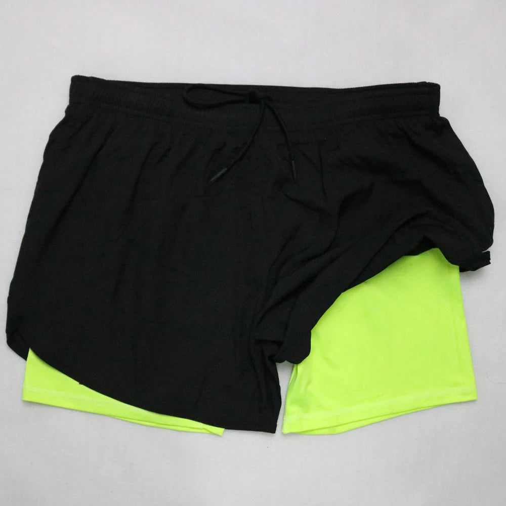 2 in 1 Men's Gym Shorts Fitness Quick Dry Sports Performance running shorts