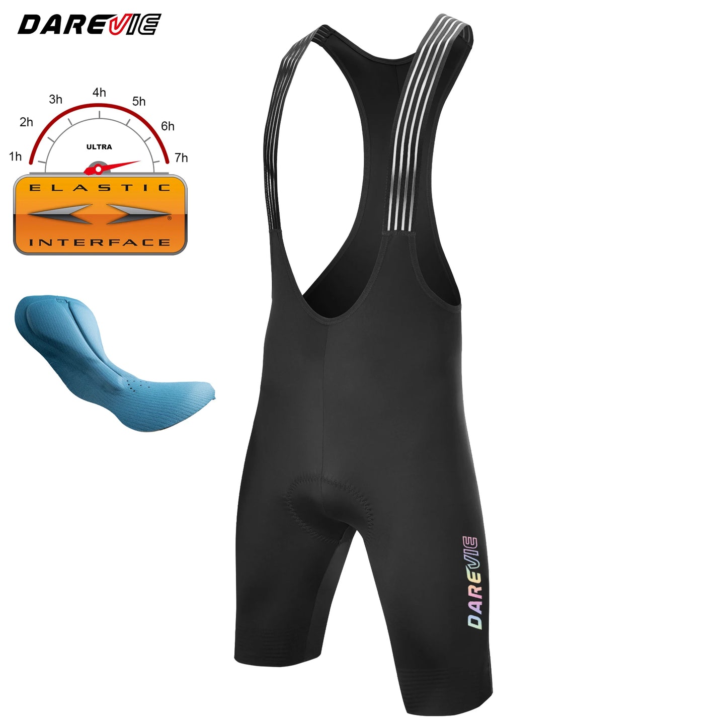 Cycling Bib Shorts Seamless, ELASTIC-INTERFACE Pad Cycling Shorts, Leg Gripper Men's Shorts