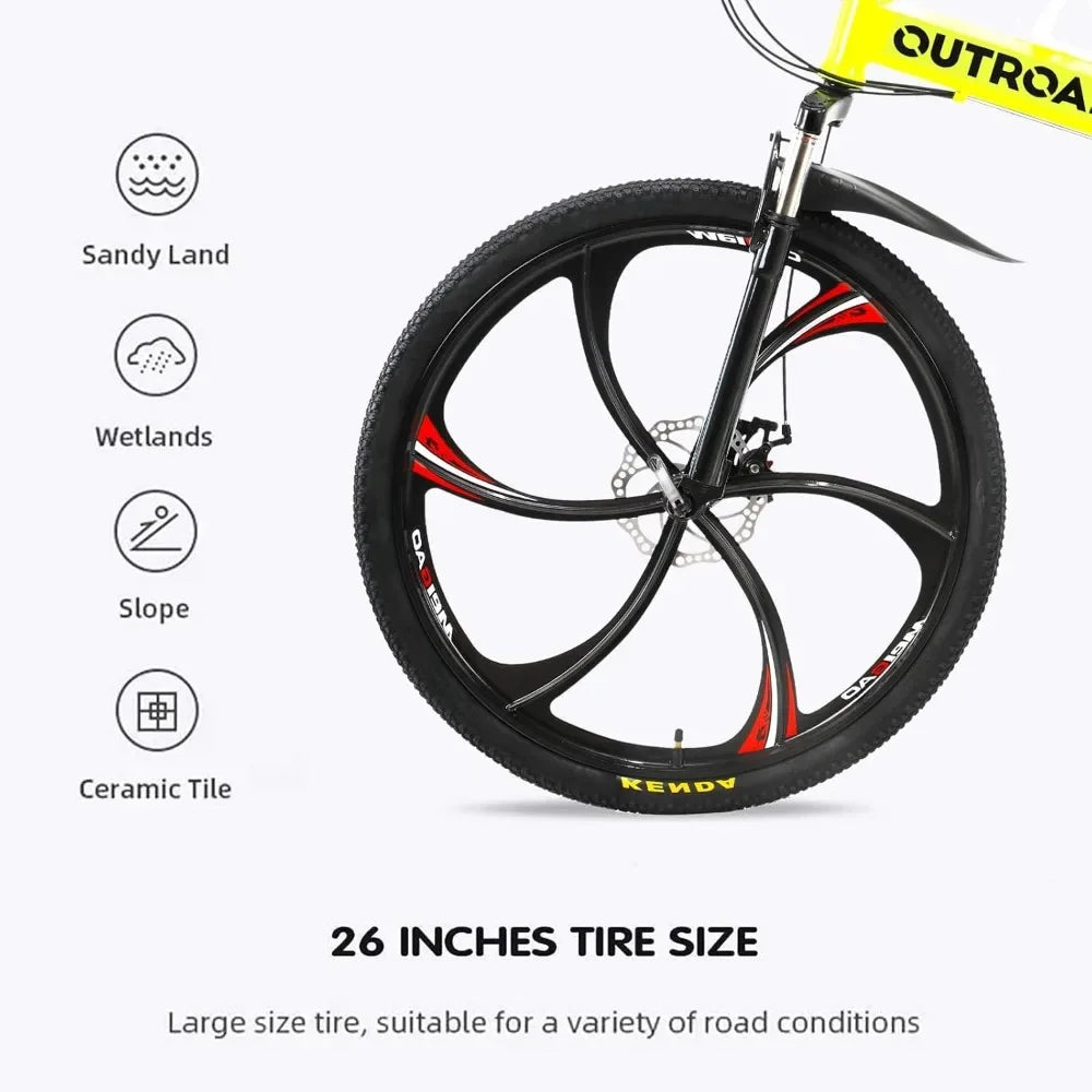 Mountain Bike, 21-Speed High Adult, 26-inch Durable Tires