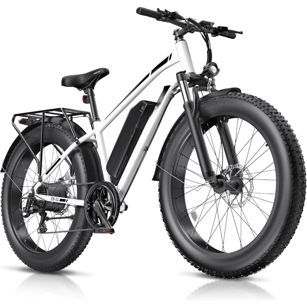 Electric Bike, 1000W Peak E bike, , 26" Fat Tire Electric Bicycle with 48V 13AH Battery, 7 Speed