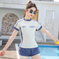 Girls Swimsuit 2 Piece Short Sleeve Swimming Suit  Boys shorts Swimwear Sports Teenagers
