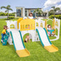10 in 1 Toddler Slide, Double Climber Slide Playset w/Swing, Basketball Hoop, Indoor Outdoor Backyard Playground for Toddlers