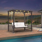 2-Seat Cloud Swing Chair with Stand, Patio Wicker Bench Glider Loveseat Hanging Swing