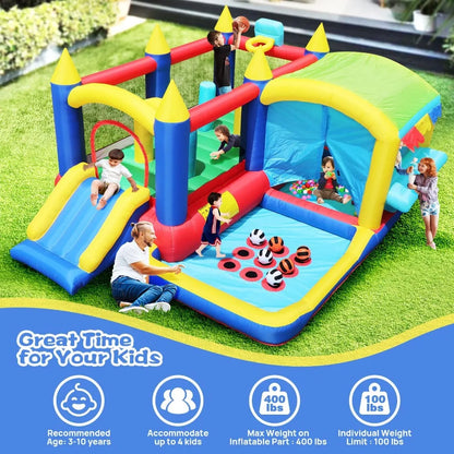 7 in 1 Inflatable Bounce House, with Ball Pit for Kids Indoor Outdoor Family Fun, Toddler Jump Bouncy Castle