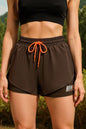 Mermaid Curve Breathable Letter Graphic 2 In 1 Sport Shorts Women Quick Dry Running Shorts Drawstring Waistband Fitness