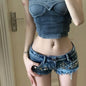 Women's Denim Shorts Luxury Design Youthful Flowy Hot XXL XL
