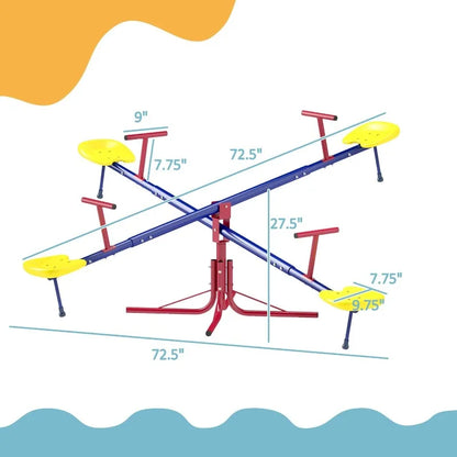 Kids Seesaw Swivel Teeter Totter with 360° Spinning, 4 Seater Seesaw for Outdoor Playground Ages 3-8