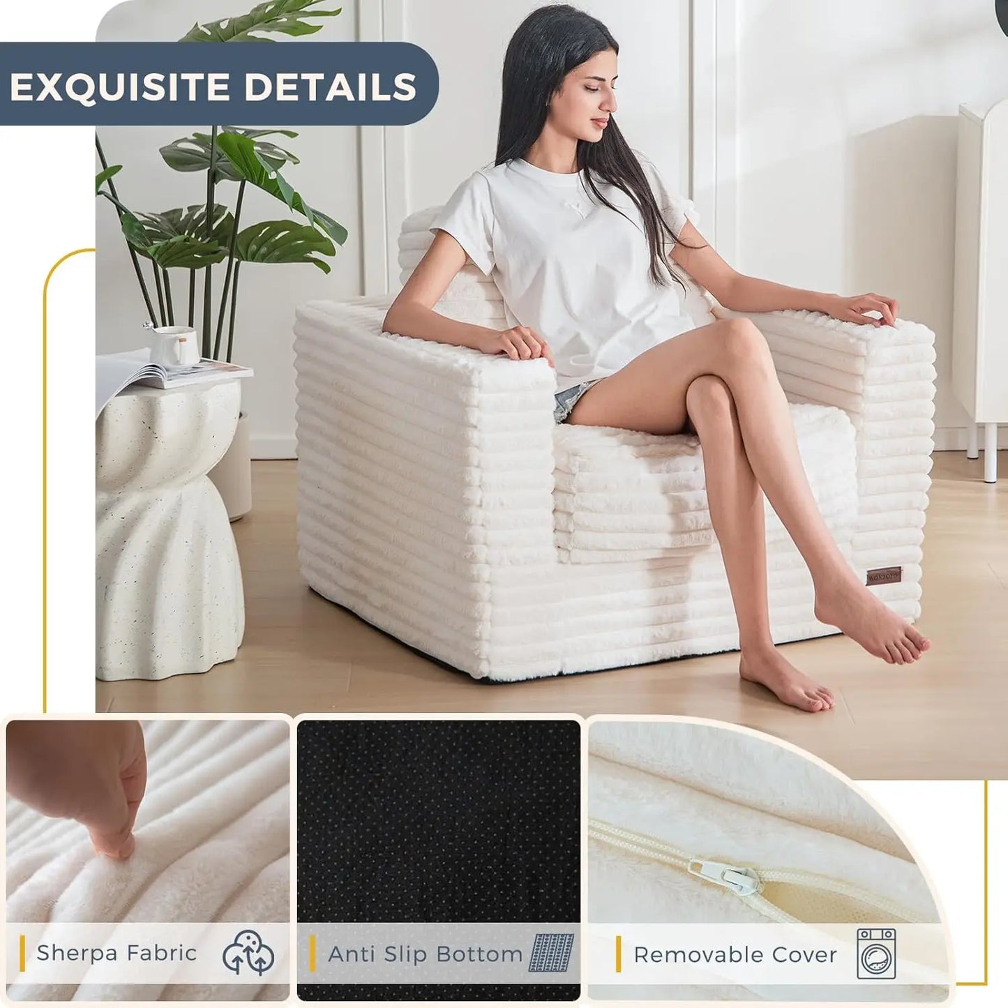 Giant Bean Bag Chair for Adults  Sofa with Pillows and Armrests Large Bean Bag Sofa chair