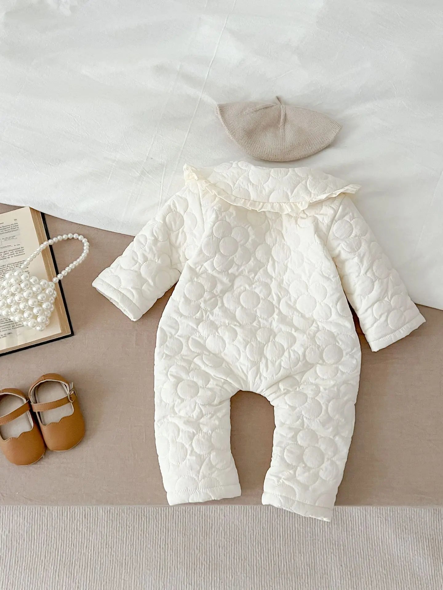 Winter New Baby Girl Warm Coat Cotton Infant Large Lapel Floral Padded Jacket Plus Velvet Thick Kids Cardigan