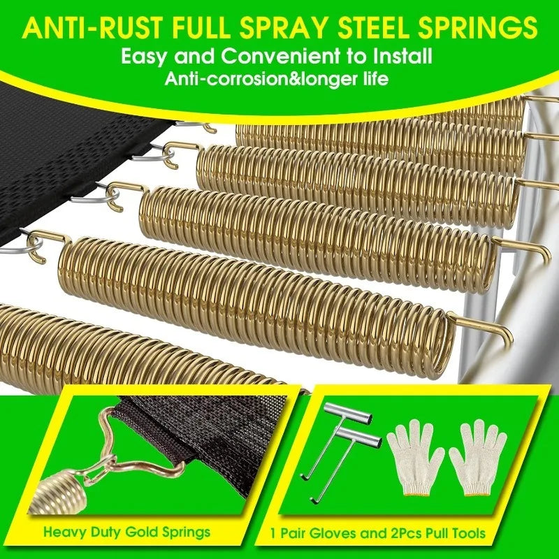 Tranpoline 1500LBS 16 15 14 12 10 8 FT Tranpoline for 7-10 Kids and Adults, Windproof Outdoor Tranpoline with Enclosure Net,