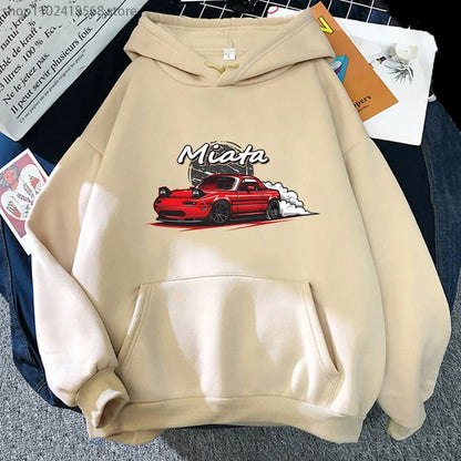 Men Hoodies Drift Jdm Sweatshirt Anime Mazda Print Car Miata Streetwear Men Unisex  Women Hoody