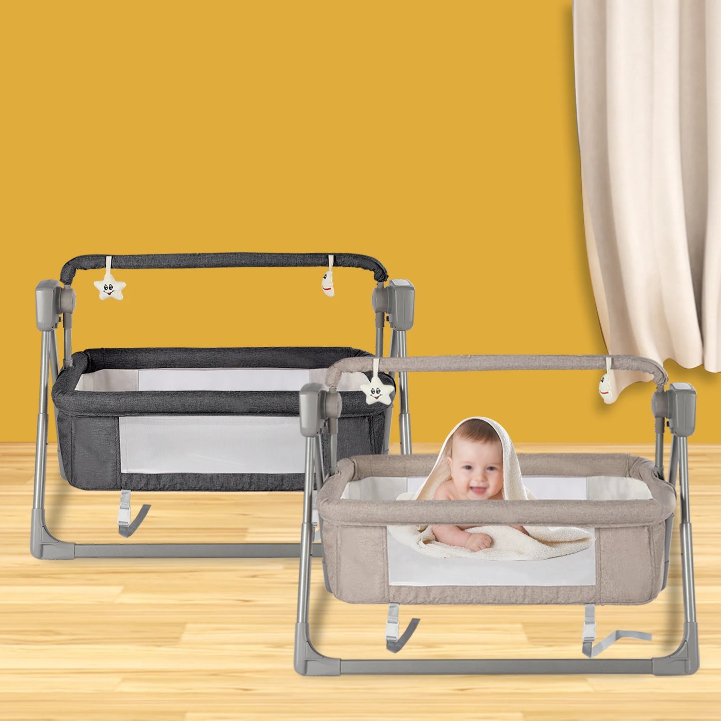 Electric cradle Baby Swing Bed, Automatic Rocking Recliner Crib Basket, Music Remoter Control Sleeping