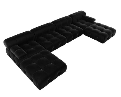 Modern Sectional Sofas Living Room U-Shaped, Minimalist Velvet Fabric Large Sofa Couches Luxury 6-Seat Couch with Ottomans