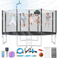 Trampoline Outdoor, Large Kids Trampoline with Light, Stakes, Sprinkler