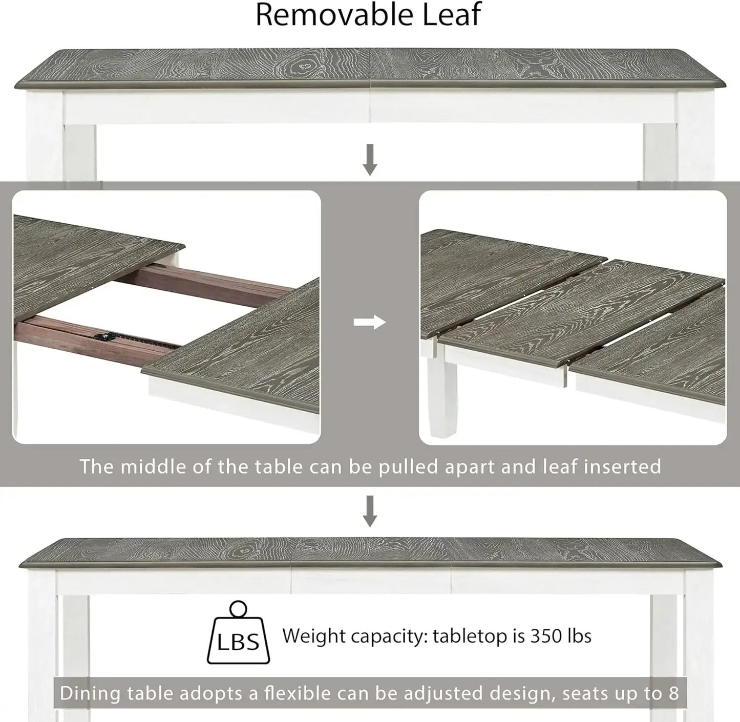 7-Piece Kitchen Dining Table Set for 6, Wood Kitchen Table and 6 Upholstered Chairs with Backrest