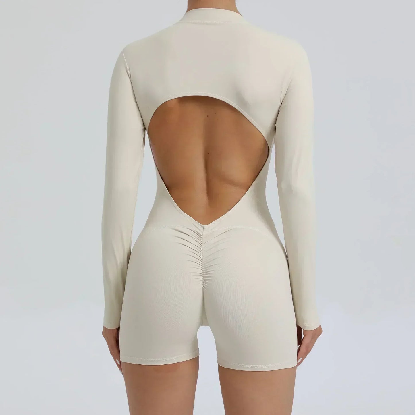 Yoga Zipper Jumpsuits Beauty Long-Sleeved One-Piece Gym Tracksuits