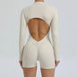 Yoga Zipper Jumpsuits Beauty Long-Sleeved One-Piece Gym Tracksuits