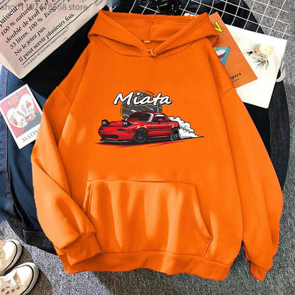 Men Hoodies Drift Jdm Sweatshirt Anime Mazda Print Car Miata Streetwear Men Unisex  Women Hoody