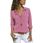 Womens Fashion V Neck Shirts Long Sleeve Tops Pockets Design