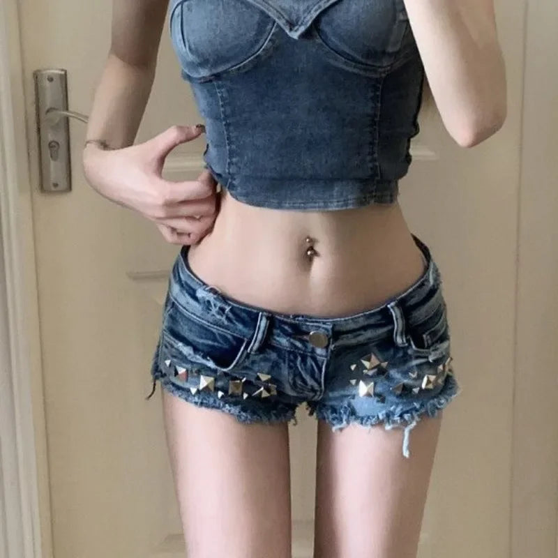 Women's Denim Shorts Luxury Design Youthful Flowy Hot XXL XL