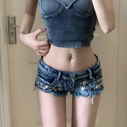 Women's Denim Shorts Luxury Design Youthful Flowy Hot XXL XL