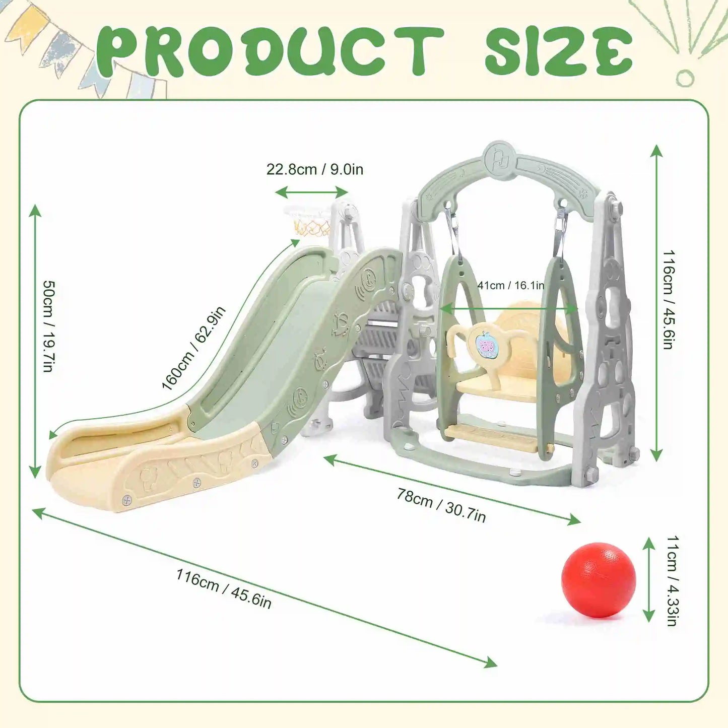4in1 Slide & swing set Fully Enclosed Pedal Enhanced Safety Easy Set Up Playground