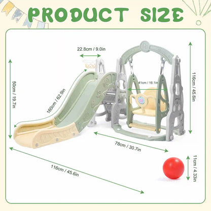 4in1 Slide & swing set Fully Enclosed Pedal Enhanced Safety Easy Set Up Playground
