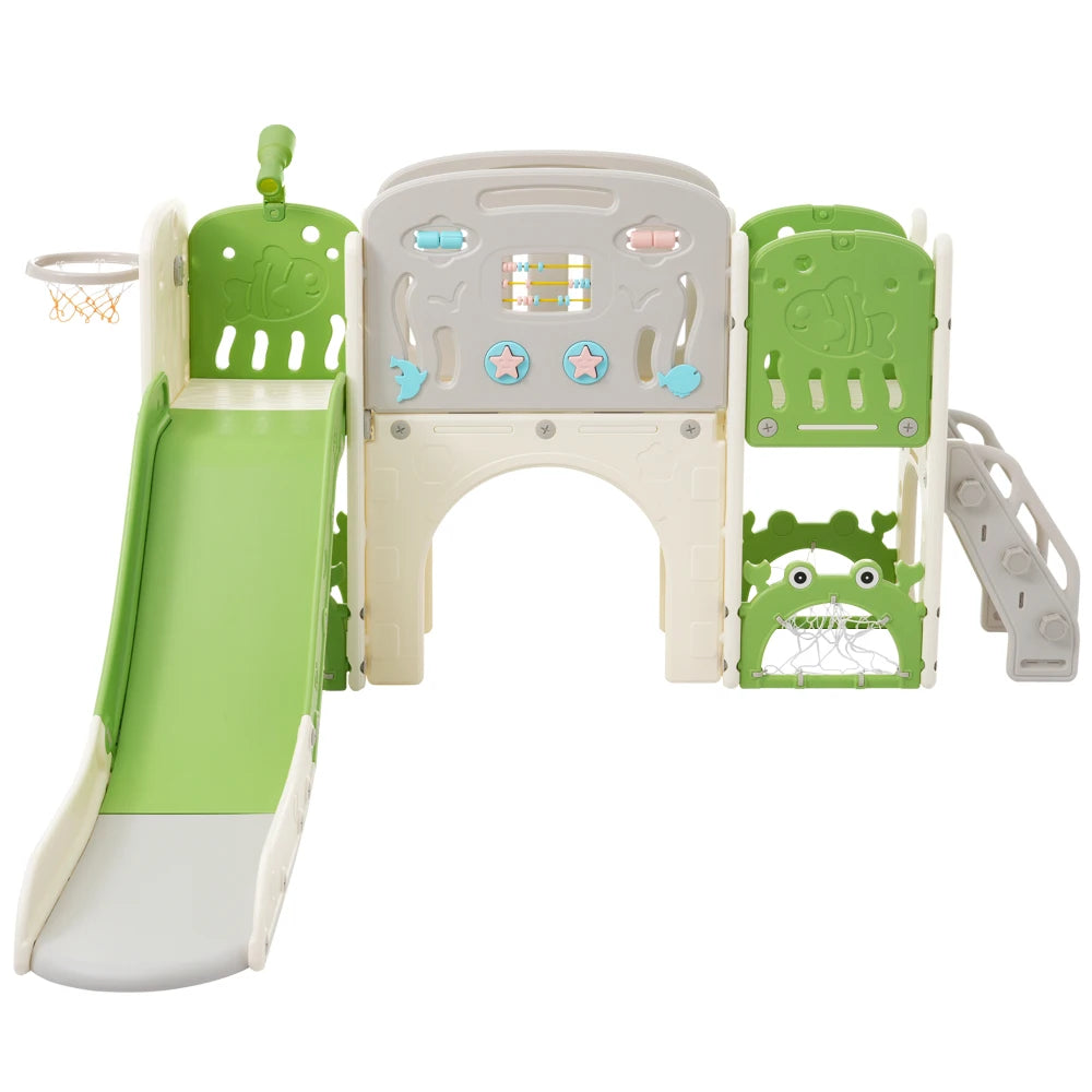 11 in 1 Toddler Slide,  for Ages 1-3 with Basketball Hoop, Playset Structure, Arch Tunnel Telescope