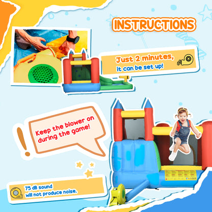 130" X 96.5" X 84.75" Inflated Castle for Climbing, Bouncing, & Sliding