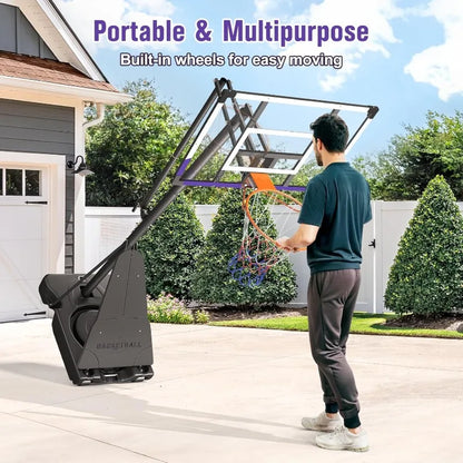 Basketball Hoop 10FT Adjustable Easily, Basketball Goal System for Kids Teens Youth Adults, Portable Hoops
