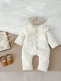 Winter New Baby Girl Warm Coat Cotton Infant Large Lapel Floral Padded Jacket Plus Velvet Thick Kids Cardigan