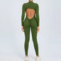 Yoga Zipper Jumpsuits Beauty Long-Sleeved One-Piece Gym Tracksuits