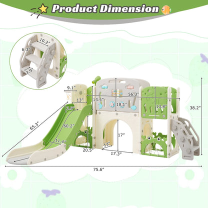 11 in 1 Toddler Slide,  for Ages 1-3 with Basketball Hoop, Playset Structure, Arch Tunnel Telescope