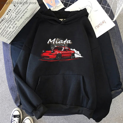 Men Hoodies Drift Jdm Sweatshirt Anime Mazda Print Car Miata Streetwear Men Unisex  Women Hoody