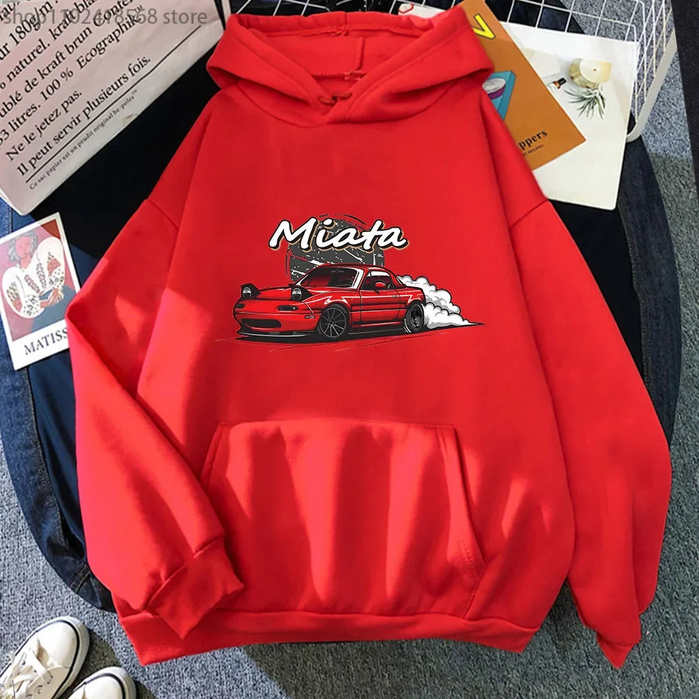 Men Hoodies Drift Jdm Sweatshirt Anime Mazda Print Car Miata Streetwear Men Unisex  Women Hoody