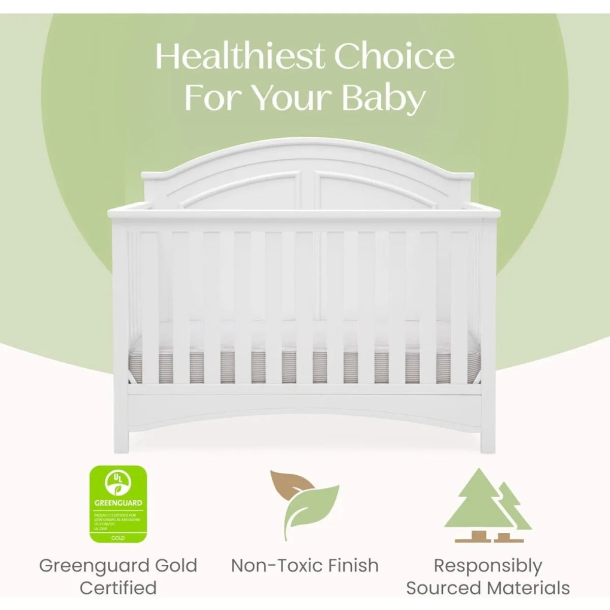 6-in-1 Convertible Crib Greenguard Gold Certified Bianca White for Nursery