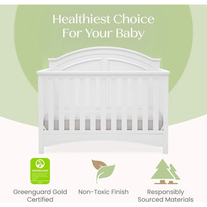 6-in-1 Convertible Crib Greenguard Gold Certified Bianca White for Nursery