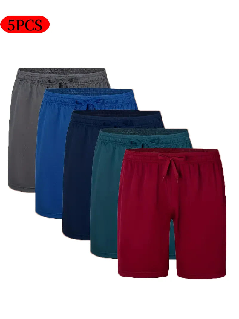 5-piece men's casual shorts with drawstring waistband, available in multiple colors - ideal choice for summer