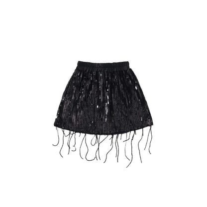 Girls' Tassel Sequined Half Skirt  New Children's Light Luxury Fashionable A-line Skirt