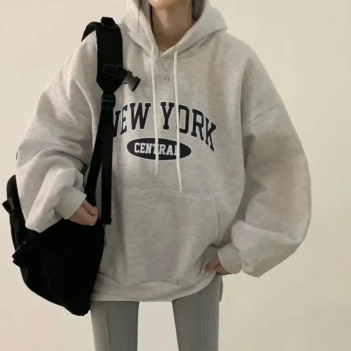 Letter Printed Hooded Sweatshirts Women Oversized Loose fit