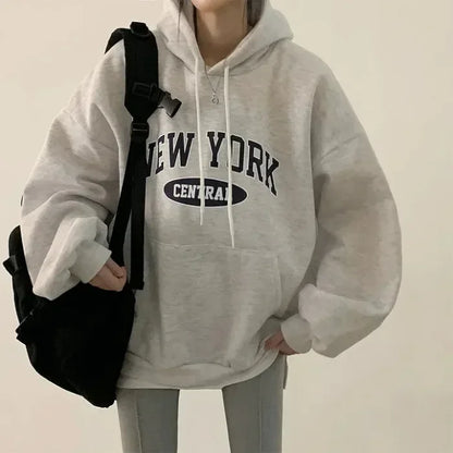 Letter Printed Hooded Sweatshirts Women Oversized Loose fit