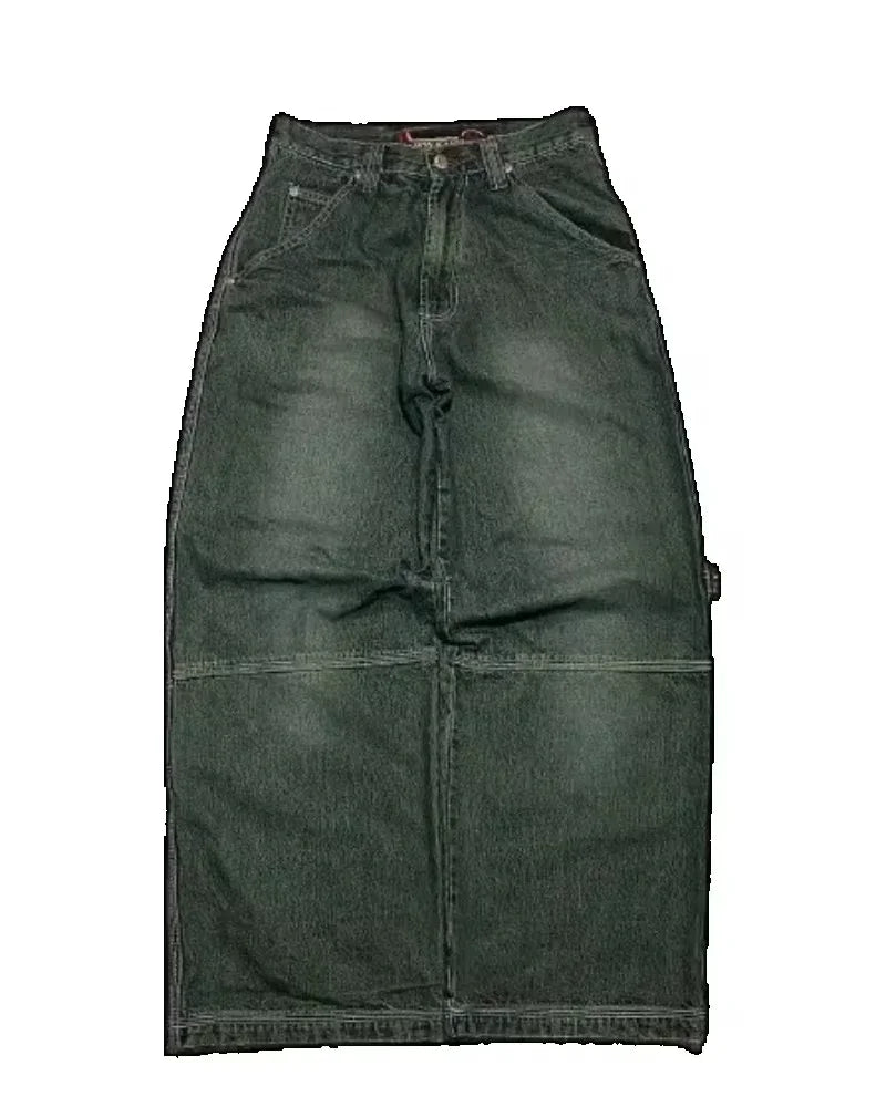Multi Pocket  Jeans Women Casual Straight Wide-leg Pants Couple Jeans