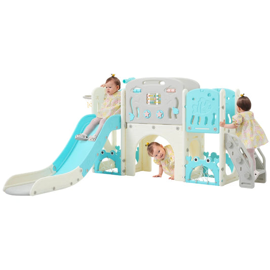 11 in 1 Toddler Slide,  for Ages 1-3 with Basketball Hoop, Playset Structure, Arch Tunnel Telescope